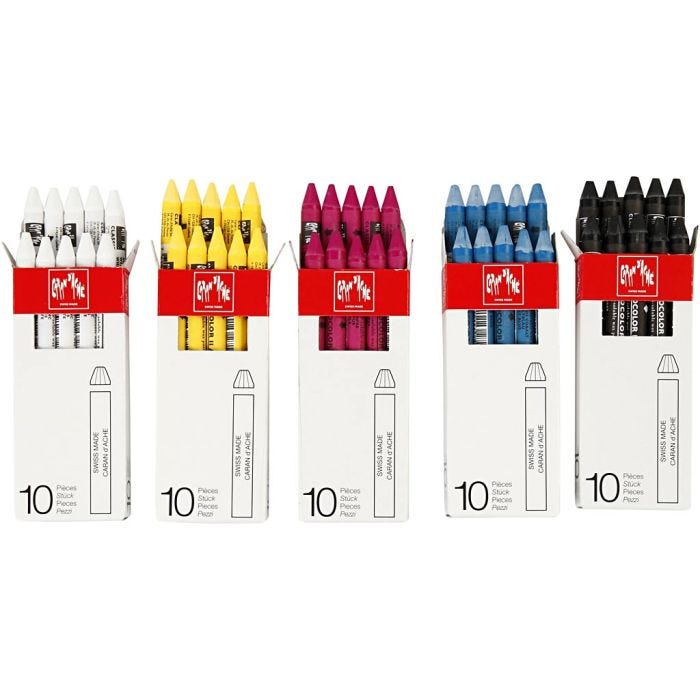 CARAN D’ACHE Neocolor II, L: 10 cm, thickness 8,5 mm, assorted colours, 5x10 pc/ 1 pack