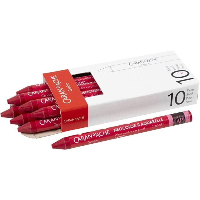 CARAN D’ACHE Neocolor II, L: 10 cm, thickness 8,5 mm, carmine (080), 10 pc/ 1 pack