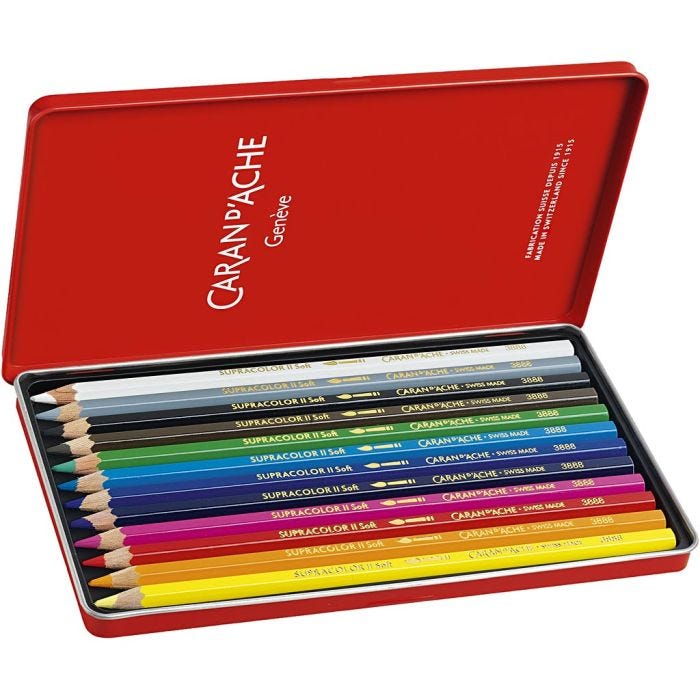 CARAN D’ACHE Supracolor II, L: 17 cm, lead 3.8 mm, assorted colours, 12 pc/ 1 pack
