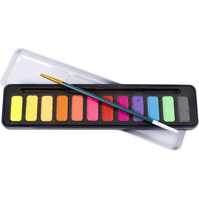 Watercolour Kit, pastel colours, 12 colour/ 1 pack