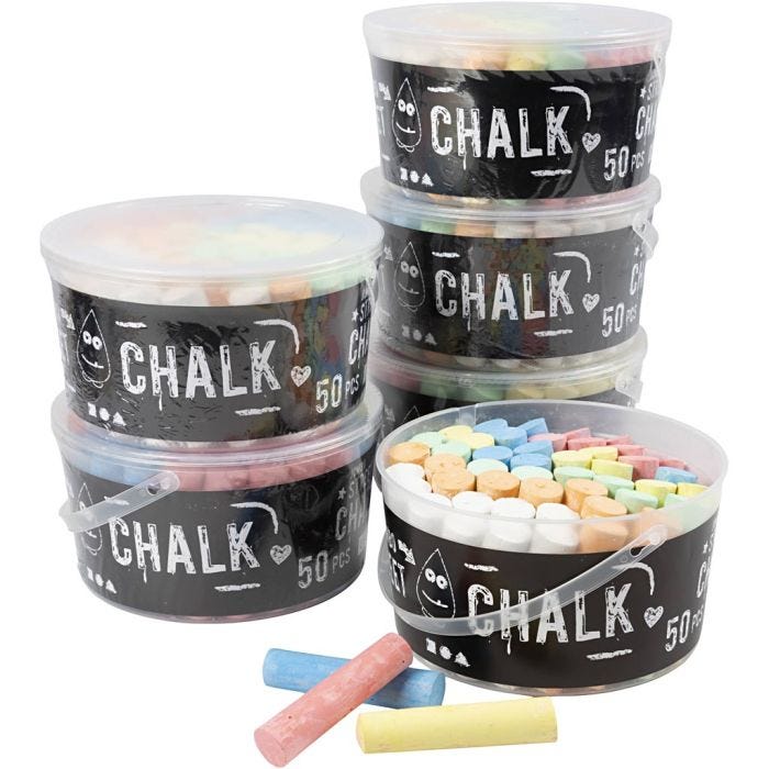 Street chalk, assorted colours, 6x50 pc/ 1 pack