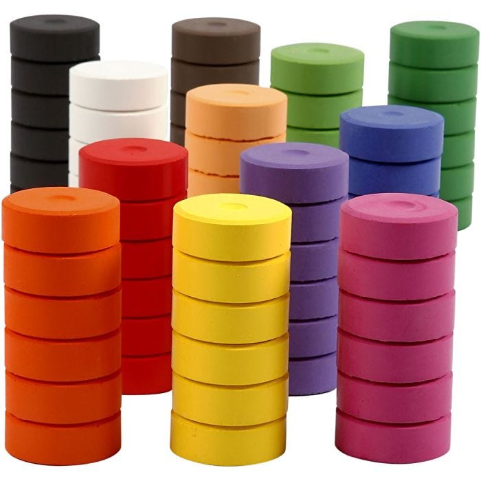 Watercolours, H: 16 mm, dia. 44 mm, refill, 72 pc/ 1 pack