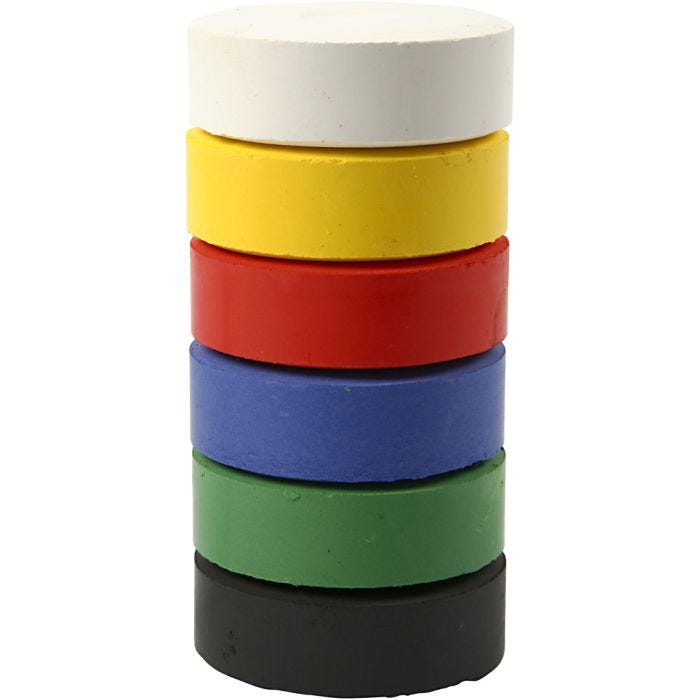 Watercolours, H: 19 mm, dia. 57 mm, primary colours, 6 pc/ 1 pack