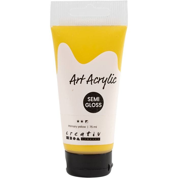 Art Acrylic, semi-glossy, semi opaque, primary yellow, 75 ml/ 1 bottle