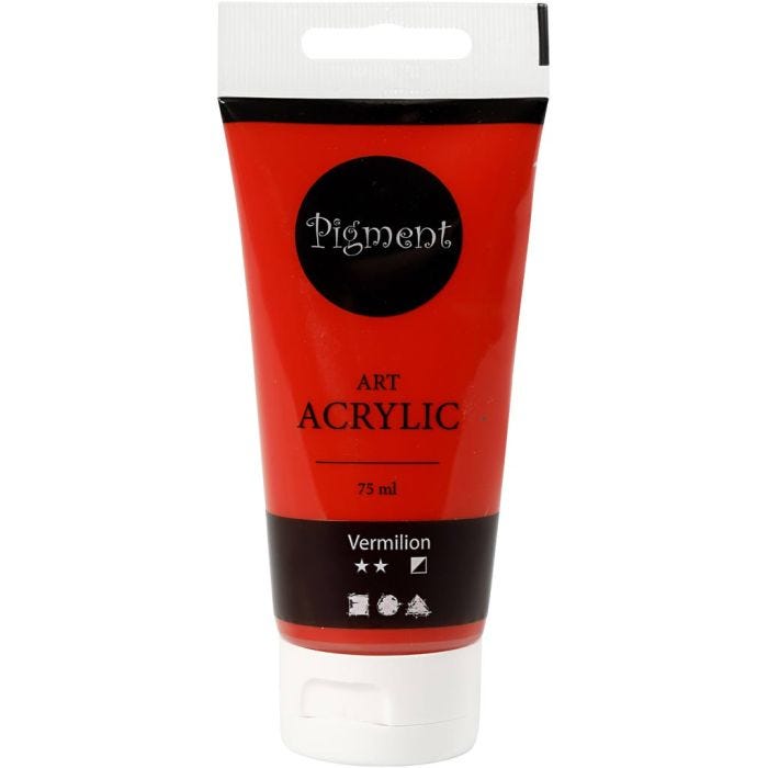 Art Acrylic, semi-glossy, semi opaque, primary red, 75 ml/ 1 bottle