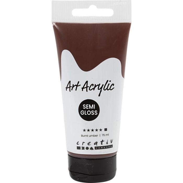 Art Acrylic, semi-glossy, opaque, burnt umber, 75 ml/ 1 bottle