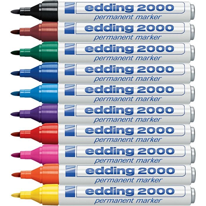 Edding Markers, no. 2000, line 1,5-3 mm, assorted colours, 10 pc/ 1 pack