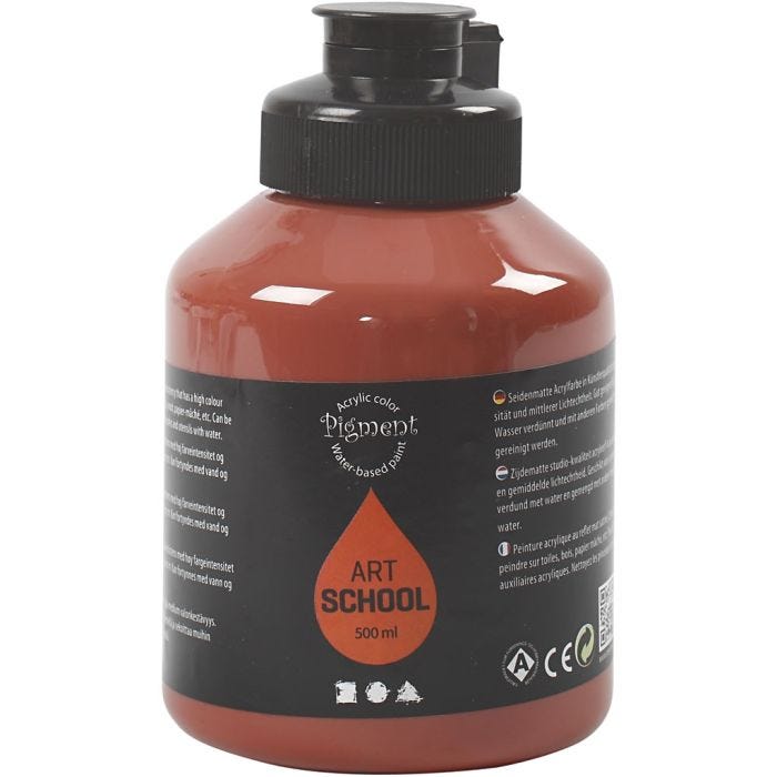 Art Acrylic, semi-glossy, semi-transparent, burnt sienna, 500 ml/ 1 bottle