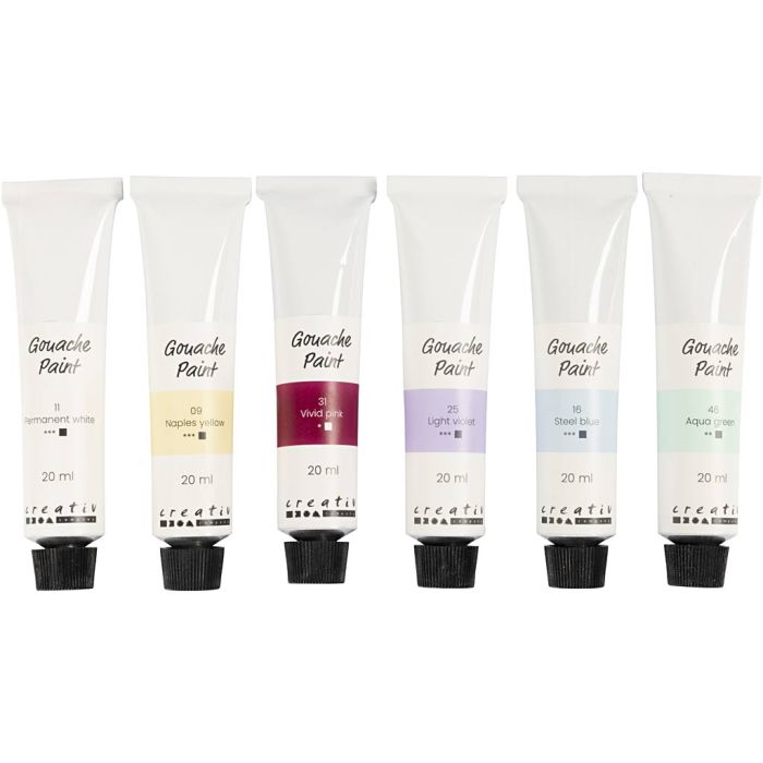 Gouache Paint, pastel colours, 6x20 ml/ 1 pack
