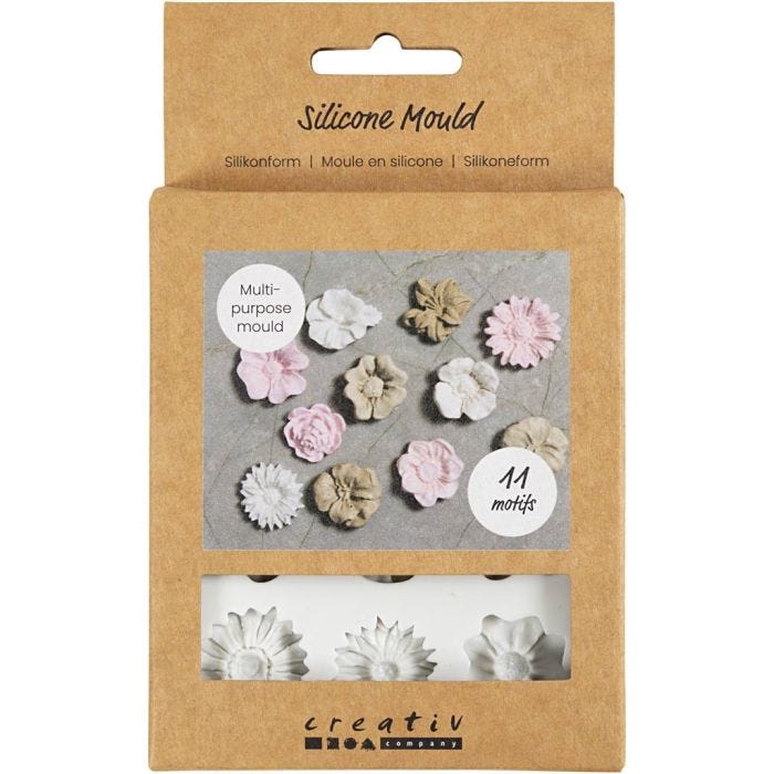 Silicone Mould, Daisies, H: 0,5 cm, L: 2-2,5 cm, 1 pc