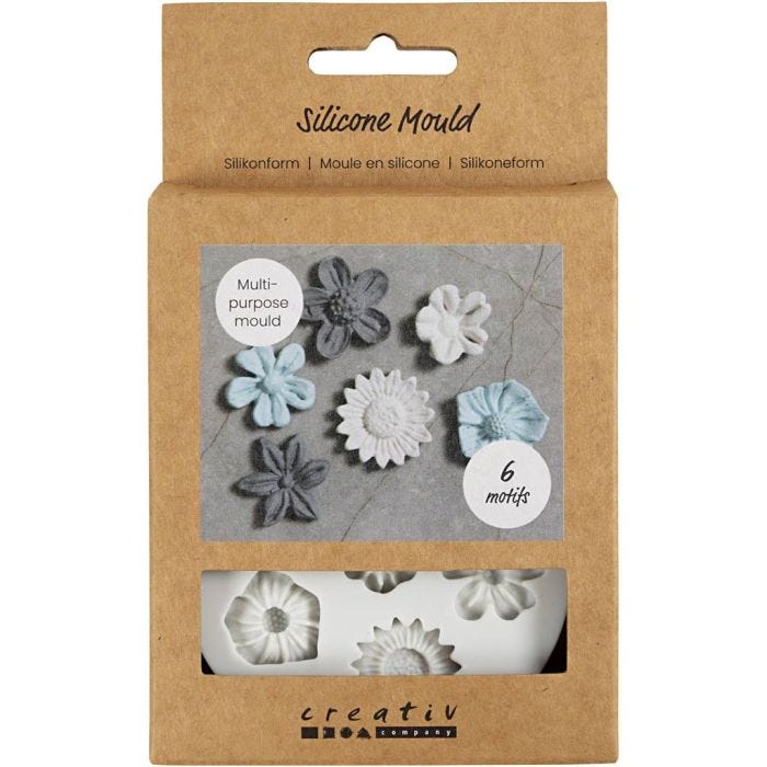 Silicone Mould, Flower, H: 0,5 cm, L: 1,5-2,5 cm, 1 pc