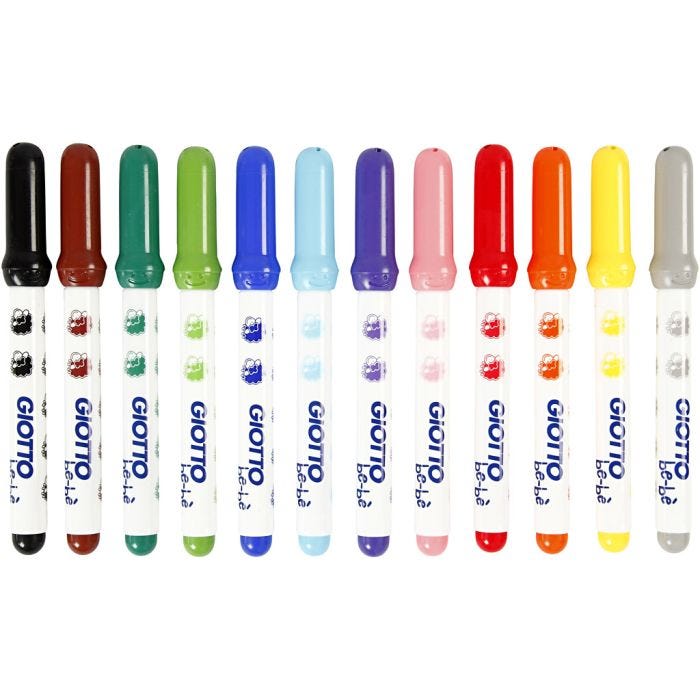 Markers, dia. 5 mm, line 1-3 mm, assorted colours, 12 pc/ 1 pack