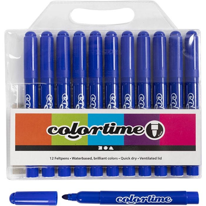 Colortime Markers, line 5 mm, blue, 12 pc/ 1 pack