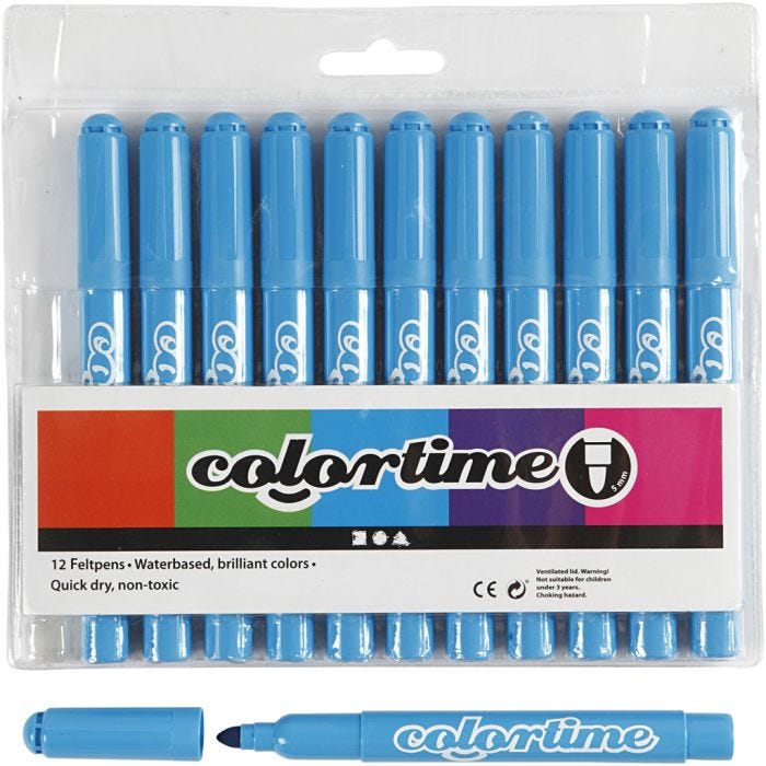 Colortime Markers, line 5 mm, light blue, 12 pc/ 1 pack