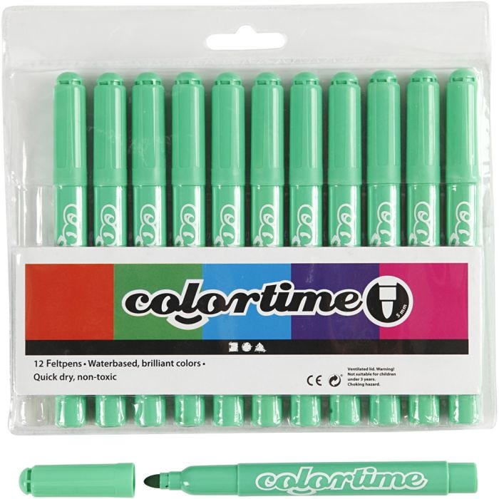 Colortime Markers, line 5 mm, light green, 12 pc/ 1 pack