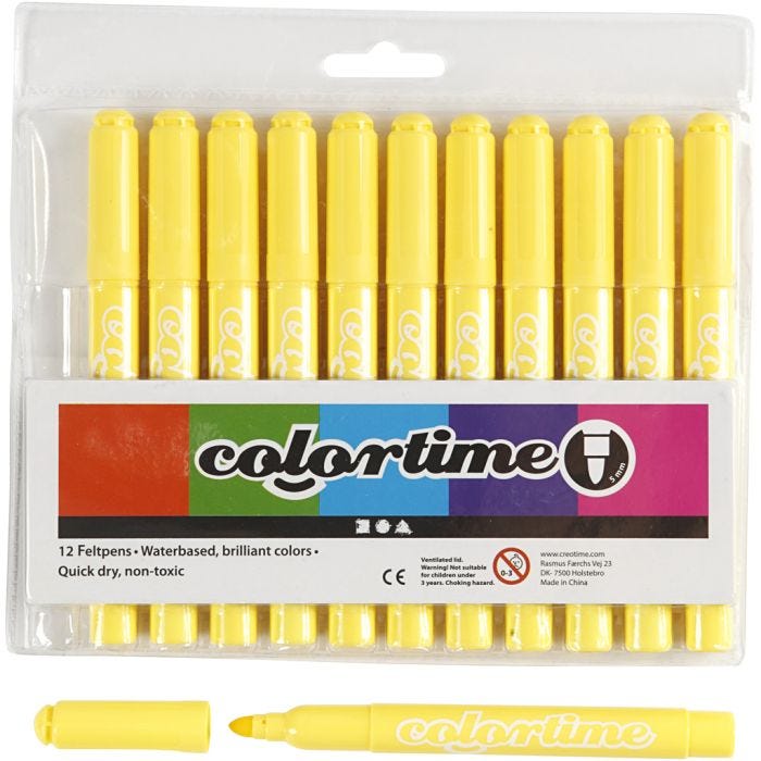Colortime Markers, line 5 mm, lemon yellow, 12 pc/ 1 pack