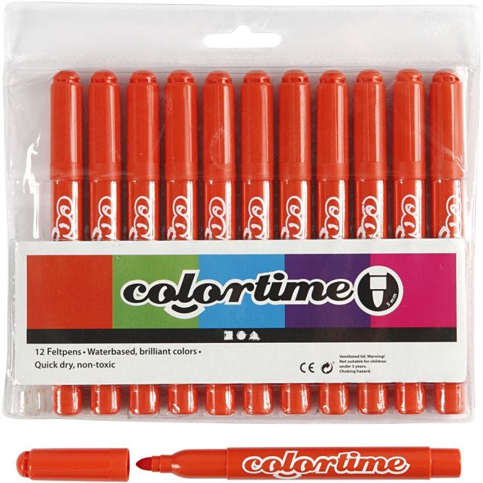 Colortime Markers, line 5 mm, dark orange, 12 pc/ 1 pack
