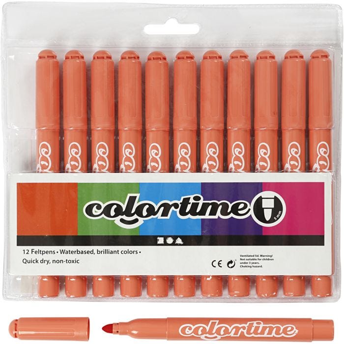 Colortime Markers, line 5 mm, mandarin, 12 pc/ 1 pack