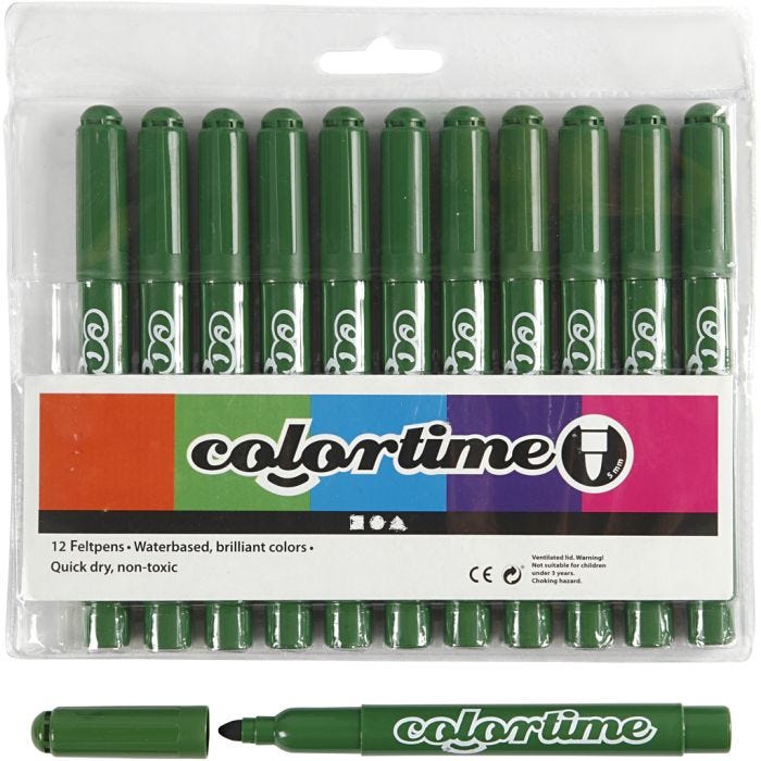 Colortime Markers, line 5 mm, fir green, 12 pc/ 1 pack