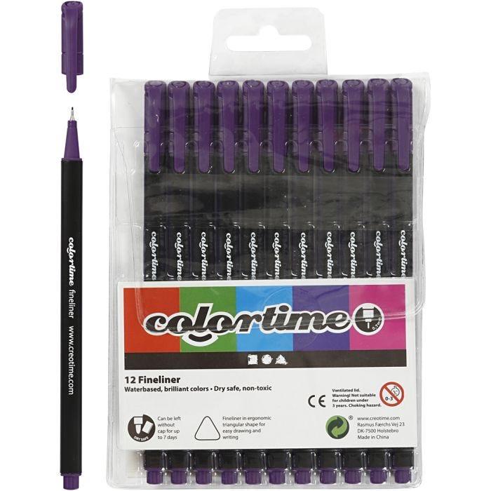 Colortime Fineliner Markers, line 0,6-0,7 mm, purple, 12 pc/ 1 pack