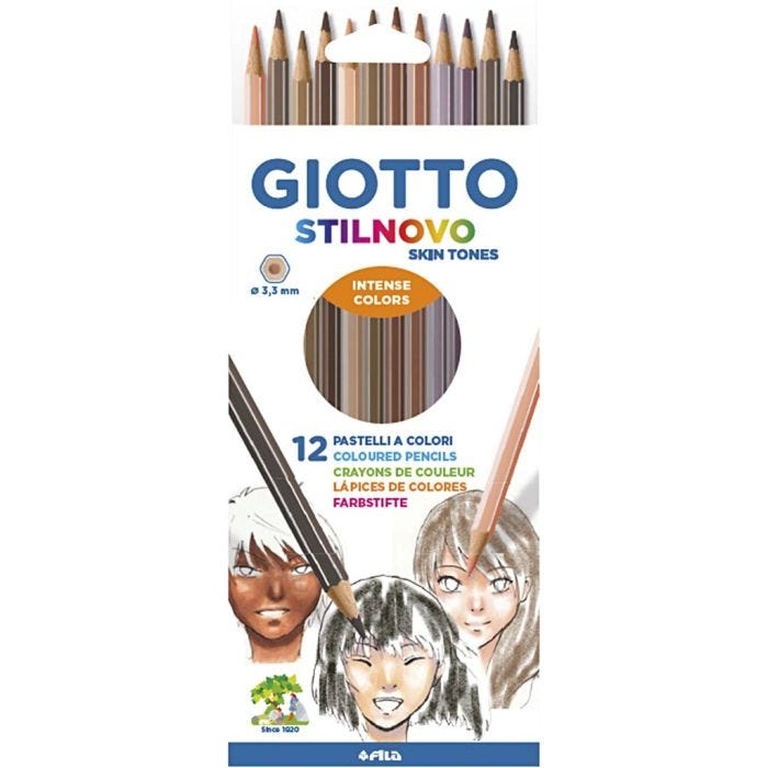 GIOTTO Stilnovo Coloured Pencils , dia. 6,8 mm, line 3,3 mm, skin colours, 12 pc/ 1 pack