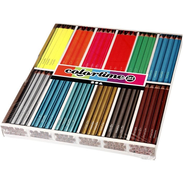 Colortime Colouring Pencils, L: 17,45 cm, lead 3 mm, metallic colours, neon colours, 144 pc/ 1 pack