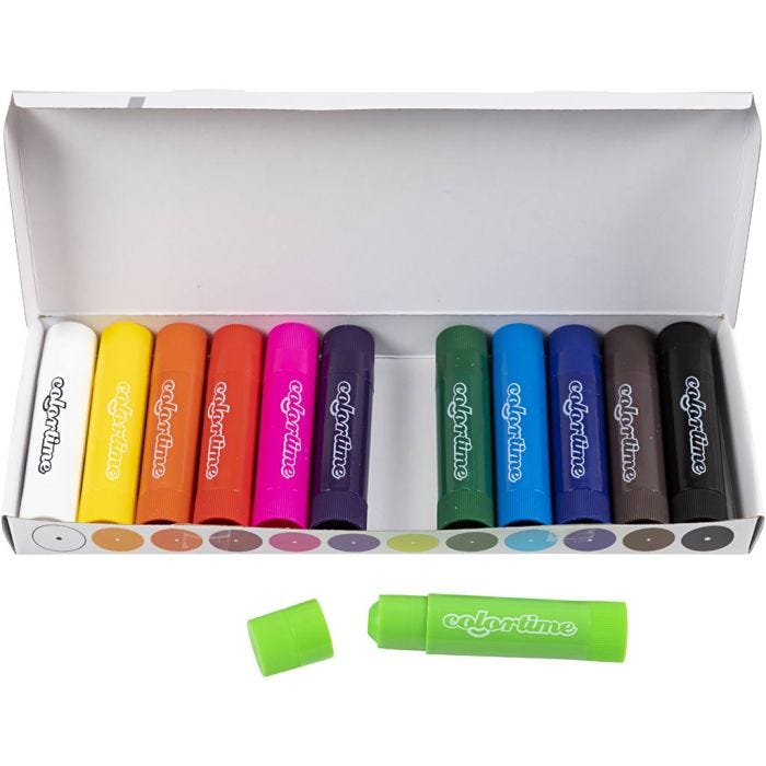 Soft Color Stick, L: 8 cm, assorted colours, 12 pc/ 1 pack