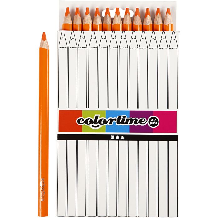 Colortime Colour Pencils, L: 17,45 cm, lead 5 mm, JUMBO, orange, 12 pc/ 1 pack