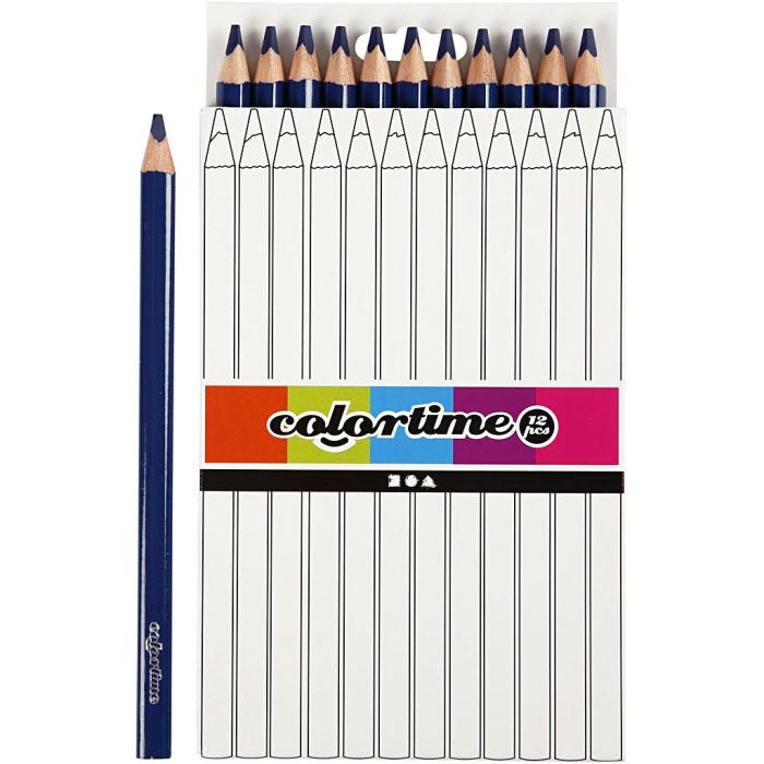 Colortime Colour Pencils, L: 17,45 cm, lead 5 mm, JUMBO, dark blue, 12 pc/ 1 pack