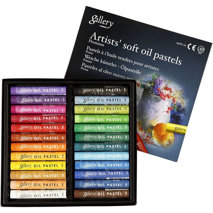Gallery Oil Pastel Premium, L: 7 cm, thickness 10 mm, assorted colours, 24 pc/ 1 pack
