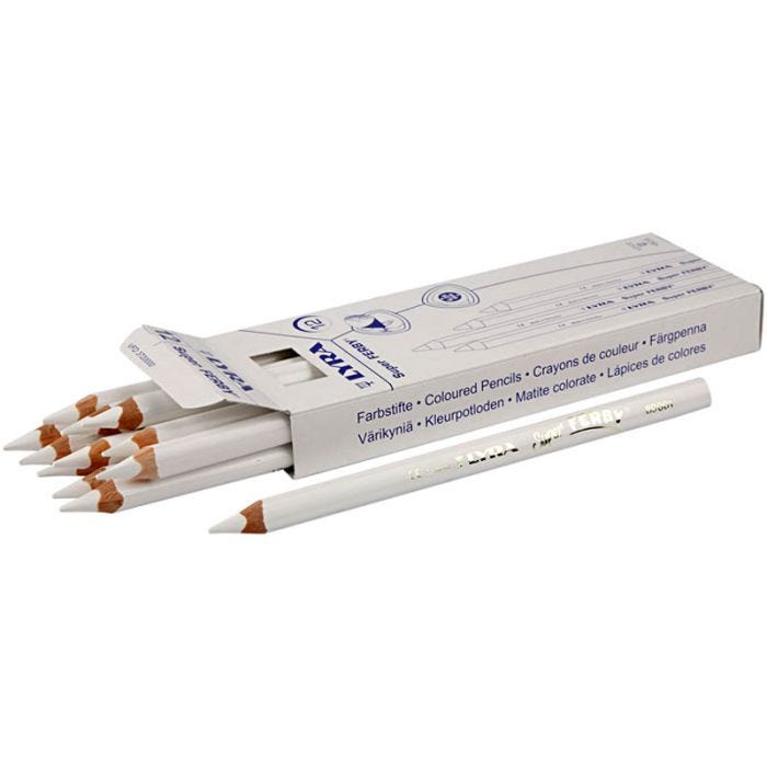 Super Ferby 1 colouring pencils, L: 18 cm, lead 6,25 mm, white, 12 pc/ 1 pack