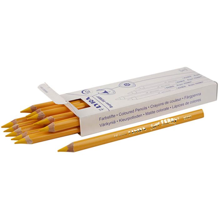 Super Ferby 1 colouring pencils, L: 18 cm, lead 6,25 mm, yellow, 12 pc/ 1 pack