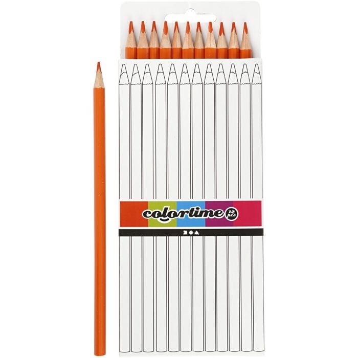 Colortime Colouring Pencils, L: 17 cm, lead 3 mm, orange, 12 pc/ 1 pack