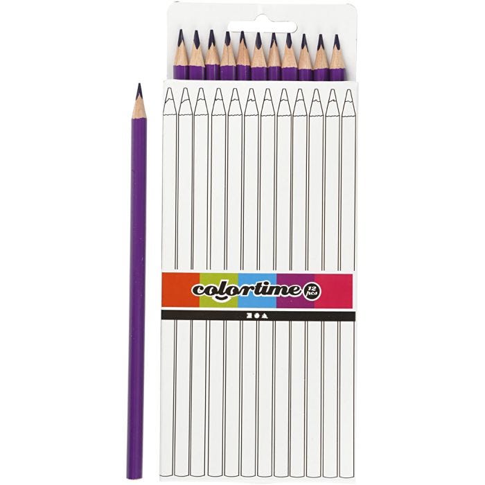 Colortime Colouring Pencils, L: 17 cm, lead 3 mm, purple, 12 pc/ 1 pack