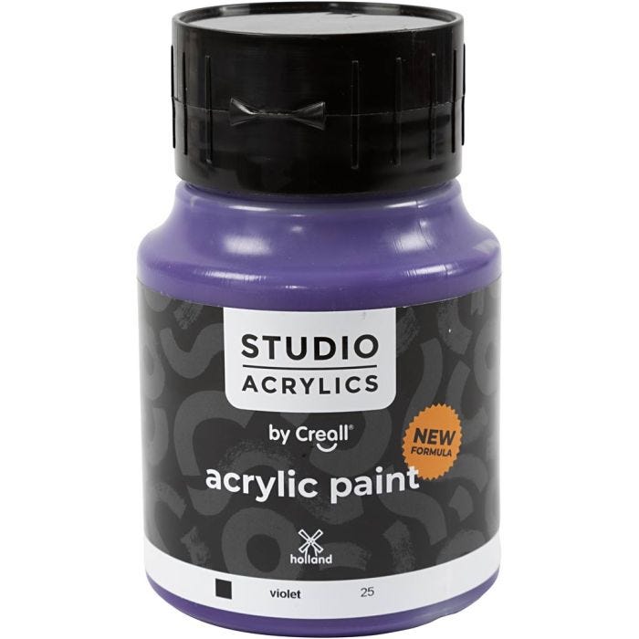 Creall Studio Acrylic Paint, opaque, violet (25), 500 ml/ 1 bottle