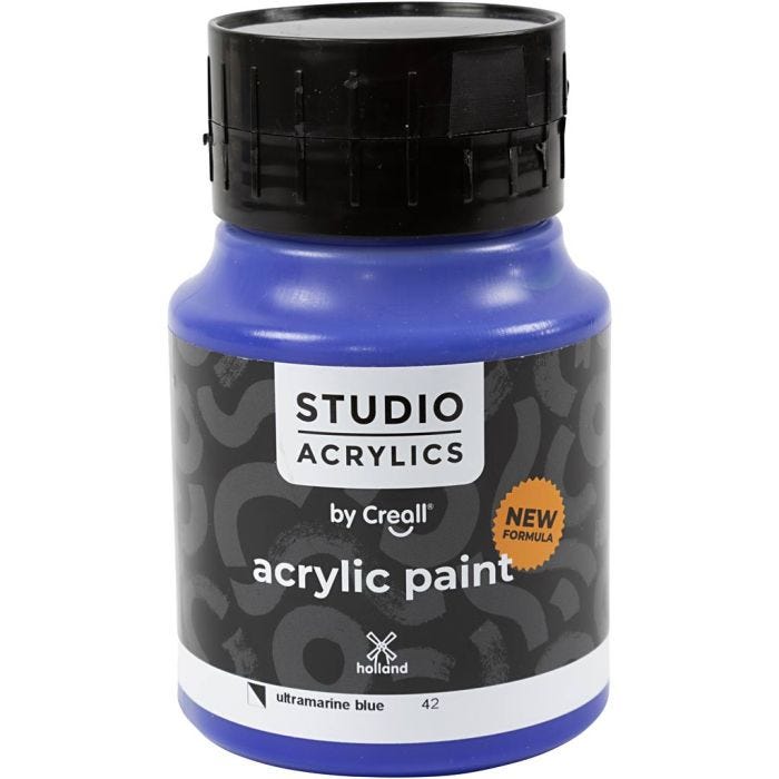 Creall Studio Acrylic Paint, semi opaque, ultramarine blue (42), 500 ml/ 1 bottle