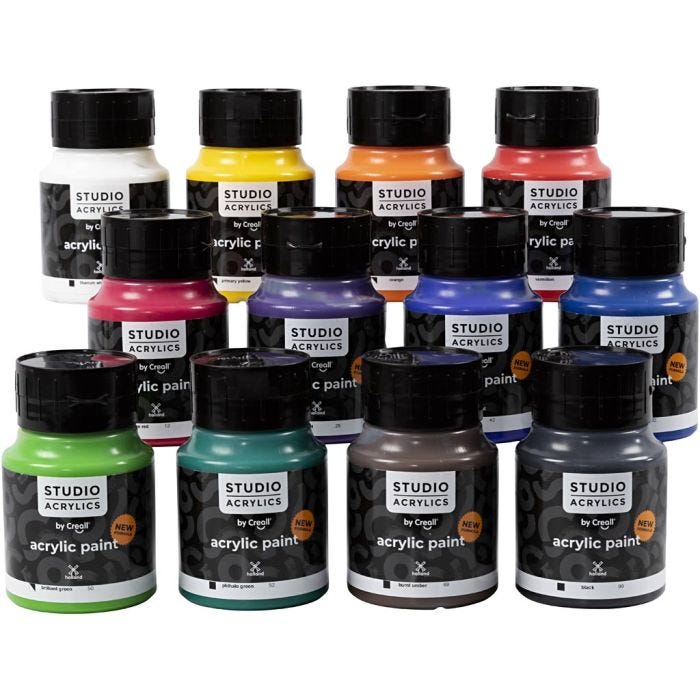 Creall Studio Acrylic Paint, assorted colours, 12x500 ml/ 1 pack