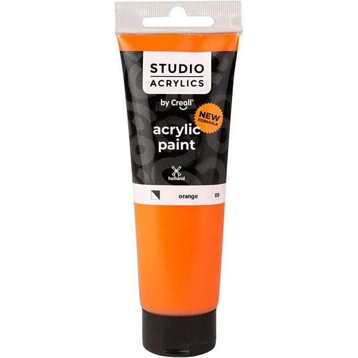 Creall Studio Acrylic Paint, semi opaque, orange (09), 120 ml/ 1 bottle