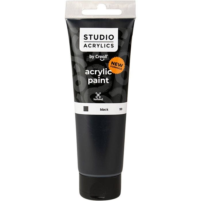 Creall Studio Acrylic Paint, opaque, black (99), 120 ml/ 1 bottle