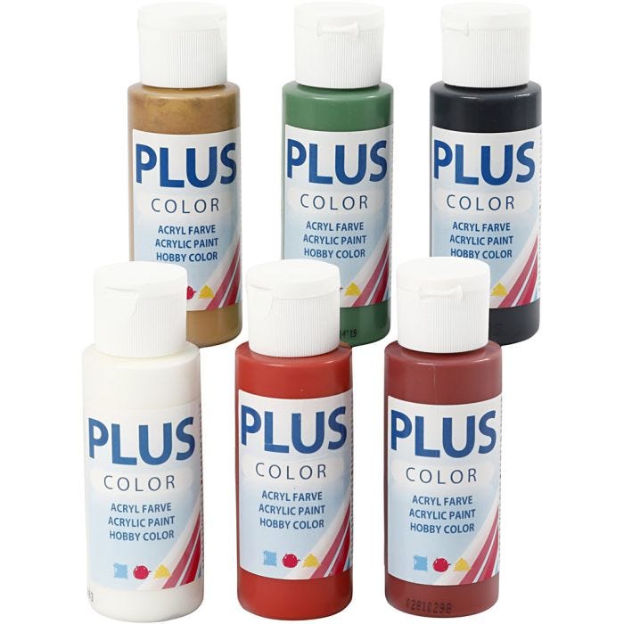 Plus Color Craft Paint, christmas colours, 6x60ml/ 1 pack