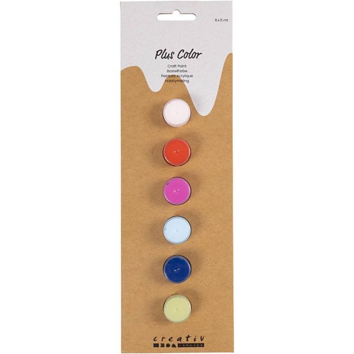 Plus Color Craft Paint, bold colours, 6x5 ml/ 1 pack