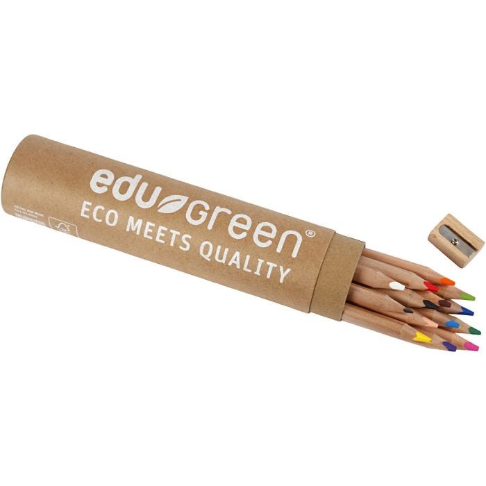 Edugreen Jumbo Coloured Pencils, lead 5 mm, assorted colours, 12 pc/ 1 pack
