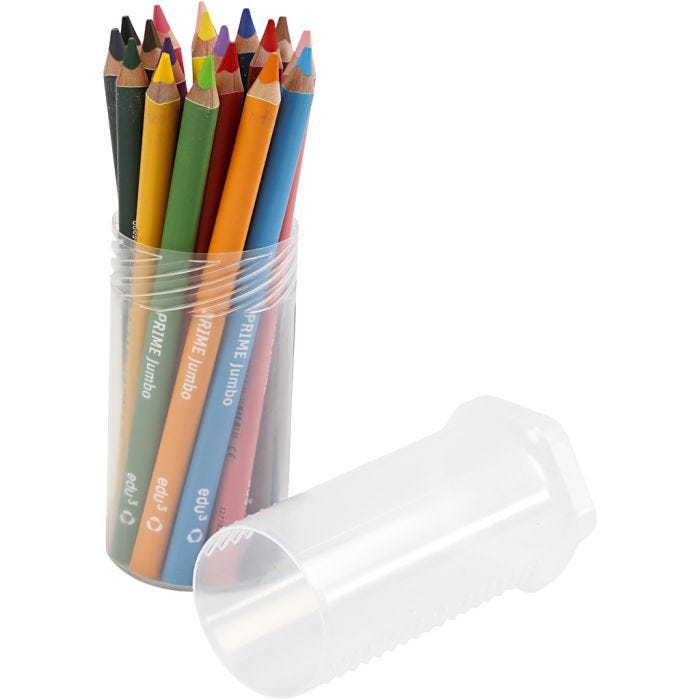 edu Jumbo Coloured Pencils, thickness 10 mm, lead 6,25 mm, assorted colours, 18 pc/ 1 pack