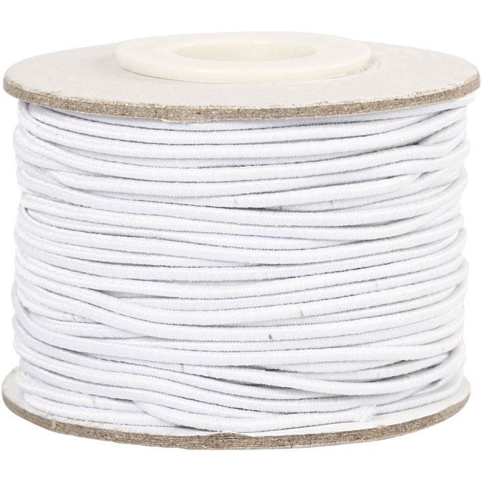 Elastic Cord, thickness 1 mm, white, 25 m/ 1 roll