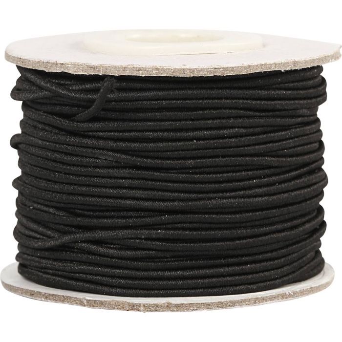 Elastic Cord, thickness 1 mm, black, 25 m/ 1 roll