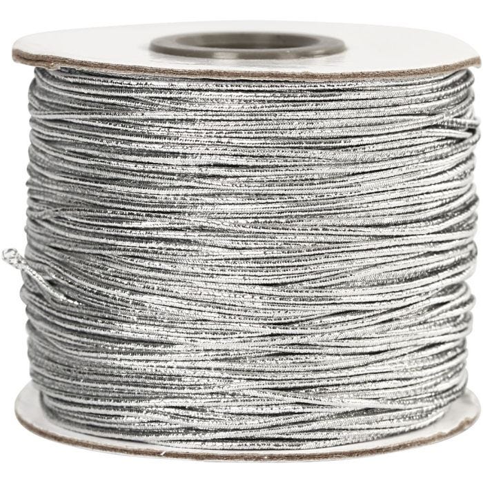 Elastic Beading Cord, thickness 1 mm, silver, 100 m/ 1 roll