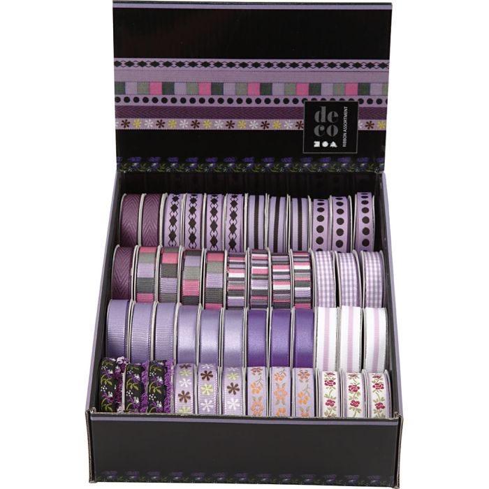 Decorative Ribbon, W: 10 mm, purple, 48x2 m/ 1 pack