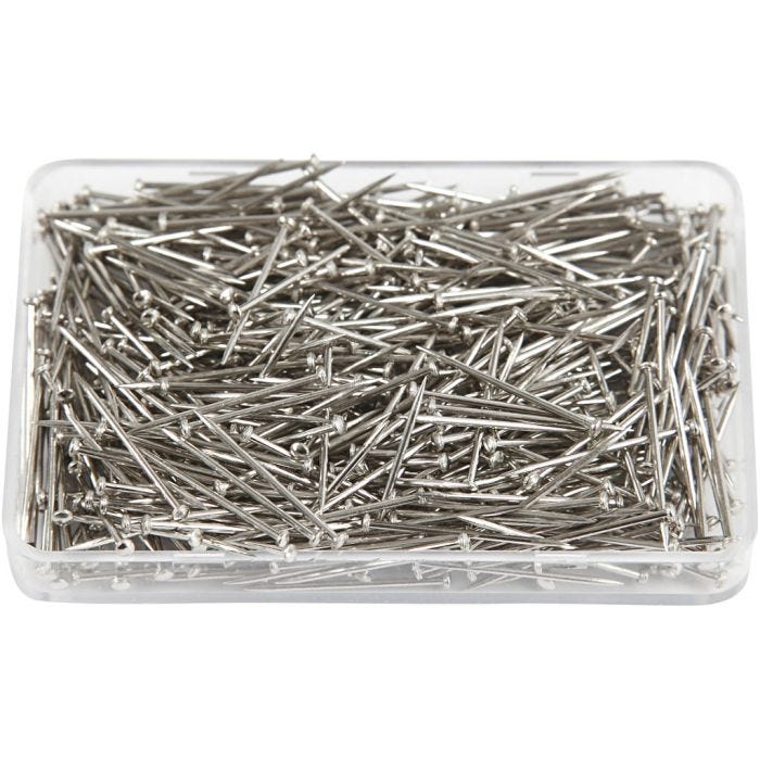 Straight Pins, L: 16 mm, thickness 0,65 mm, silver, 35 g/ 1 pack