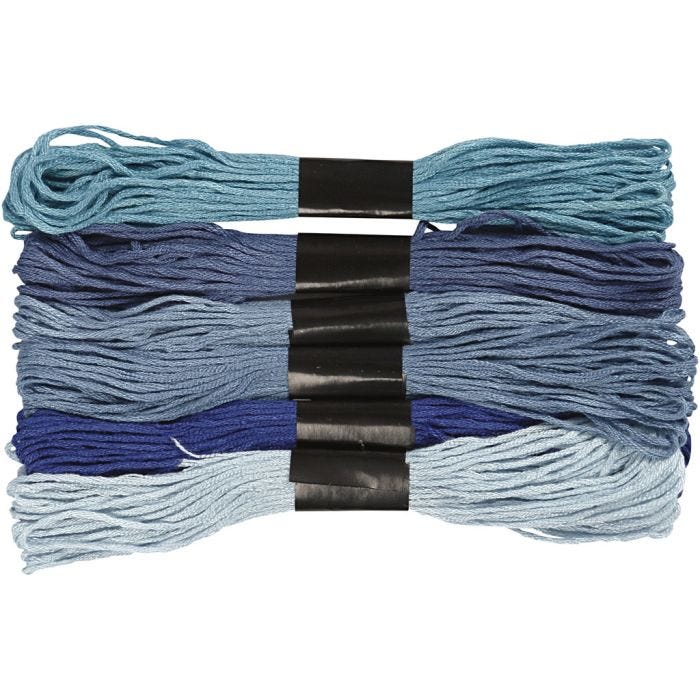 Embroidery Thread, thickness 1 mm, blue harmony, 6 bundle/ 1 pack