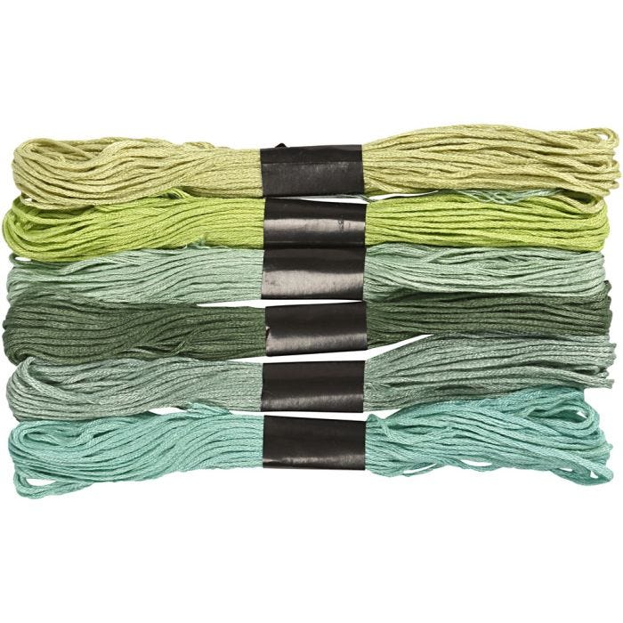 Embroidery Thread, thickness 1 mm, green, 6 bundle/ 1 pack